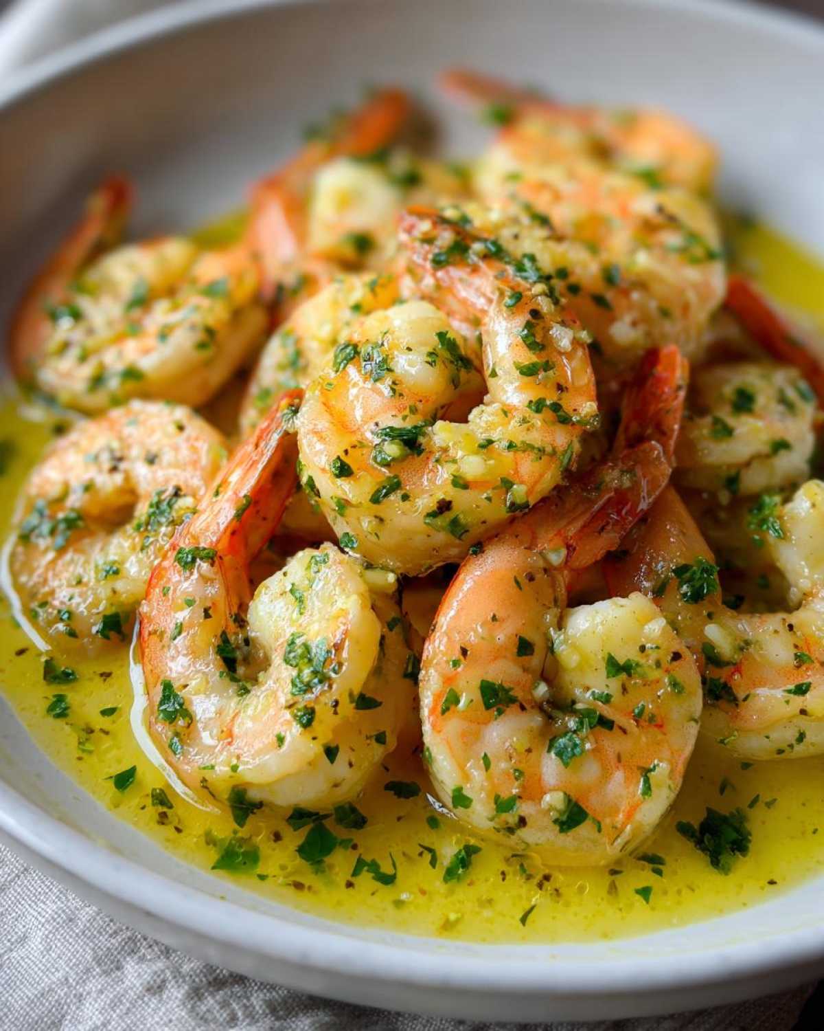 Plump shrimp coated in a bright lemon butter sauce with minced garlic and fresh parsley, highlighting the Lemon Butter Shrimp with Garlic Flavor.
